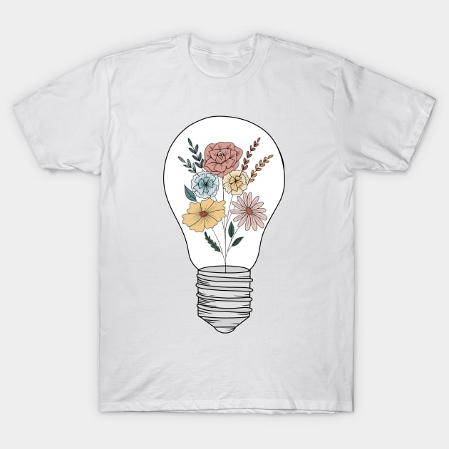 Vintage floral lightbulb T-Shirt by FunartsbyM